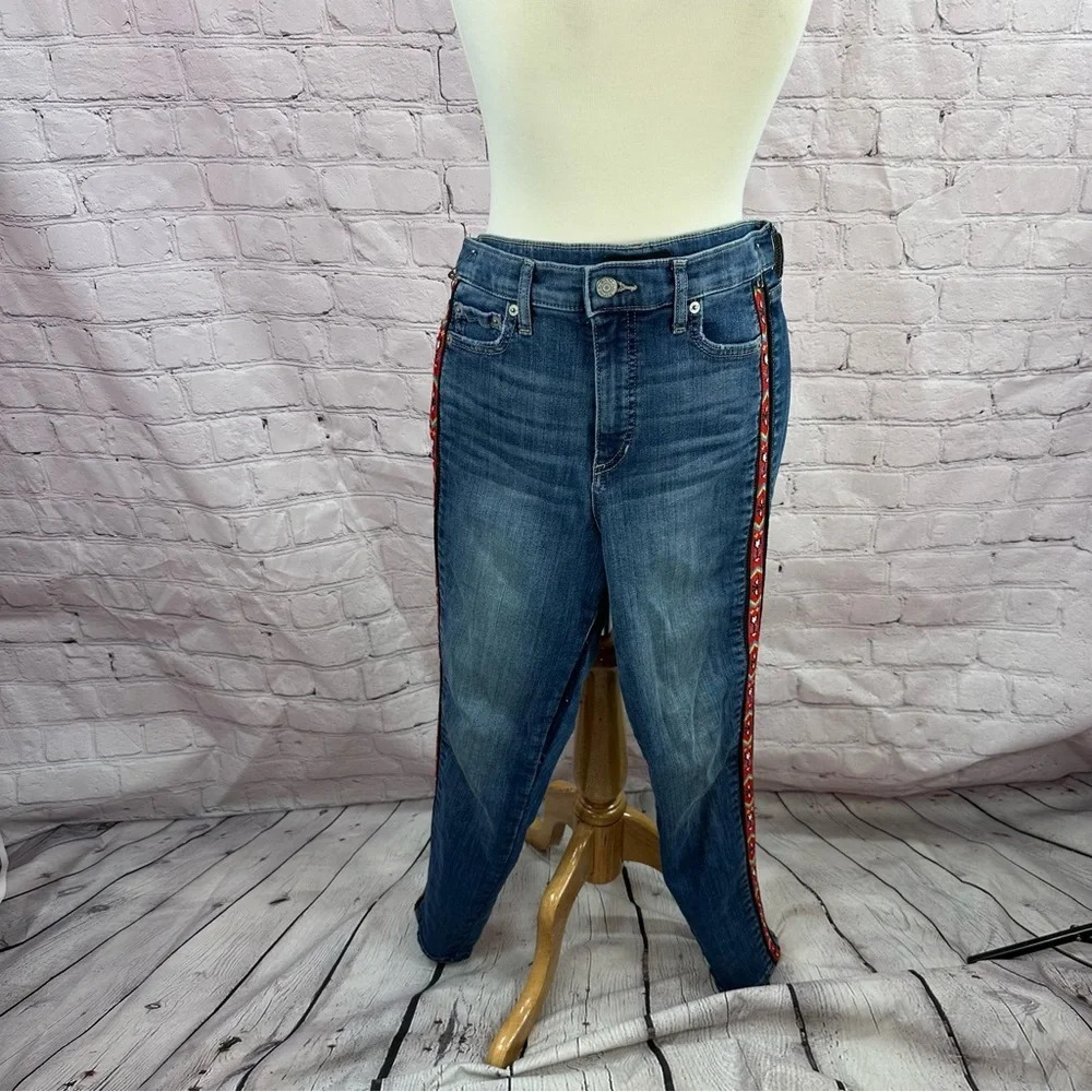 banana republic high rise skinny jeans with southwest seam detail sz 27 4